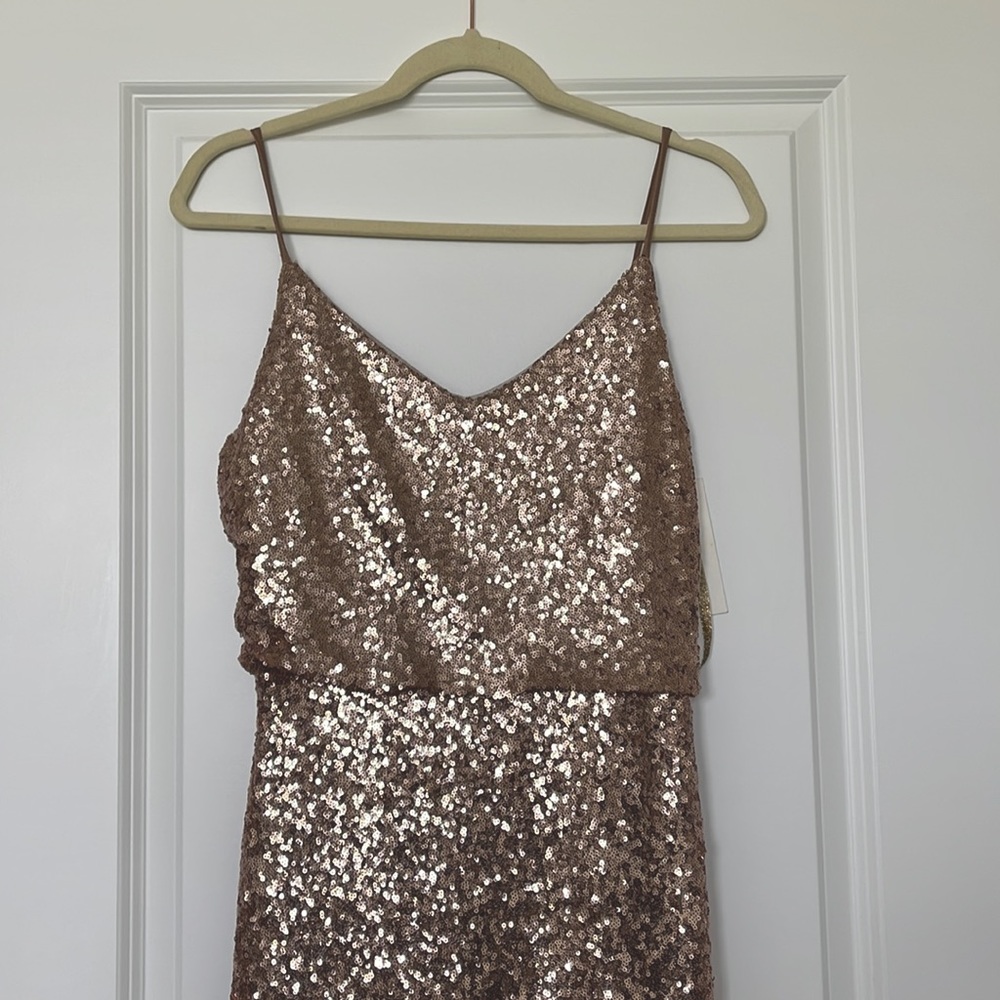 Jenny Yoo Size 10 Rose Gold Sequin Dress
